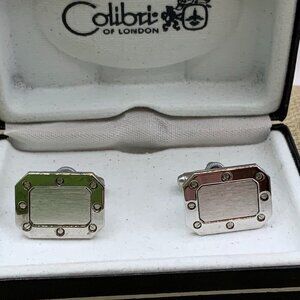 Colibri of London Rectangular Shape Silver Tone Cuff Links